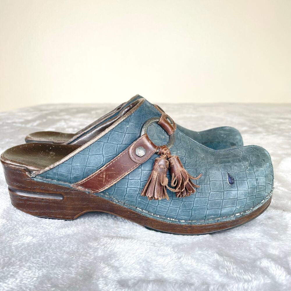 Y2K 90s Vtg Dansko Womens Clogs Sz 10 Suede Chunky Cottage Boho Grunge Granola